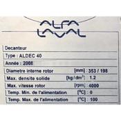 Décanteur centrifuge ALFA LAVAL ALDEC 40